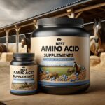 A professional collection of Global Vet Care amino acid vitamin and mineral supplement vials on a clean laboratory surface